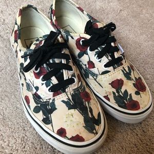 Red and Green Floral Vans